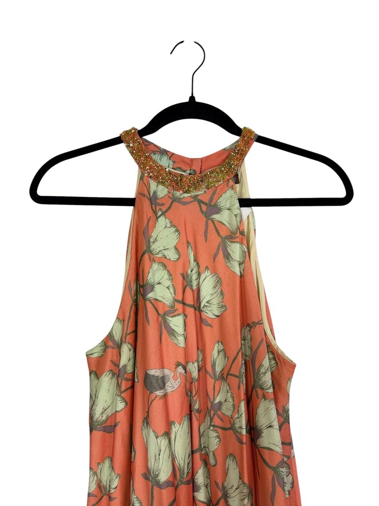 VARUN BAHL FLORAL & CRANE MIDI DRESS