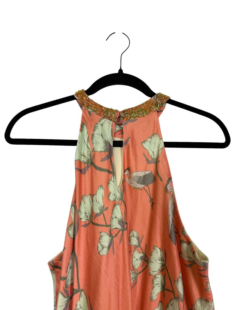VARUN BAHL FLORAL & CRANE MIDI DRESS