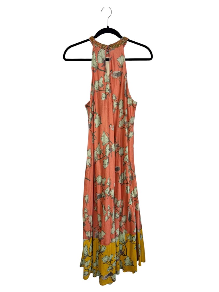 VARUN BAHL FLORAL & CRANE MIDI DRESS