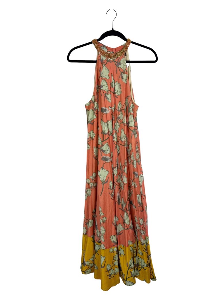 VARUN BAHL FLORAL & CRANE MIDI DRESS