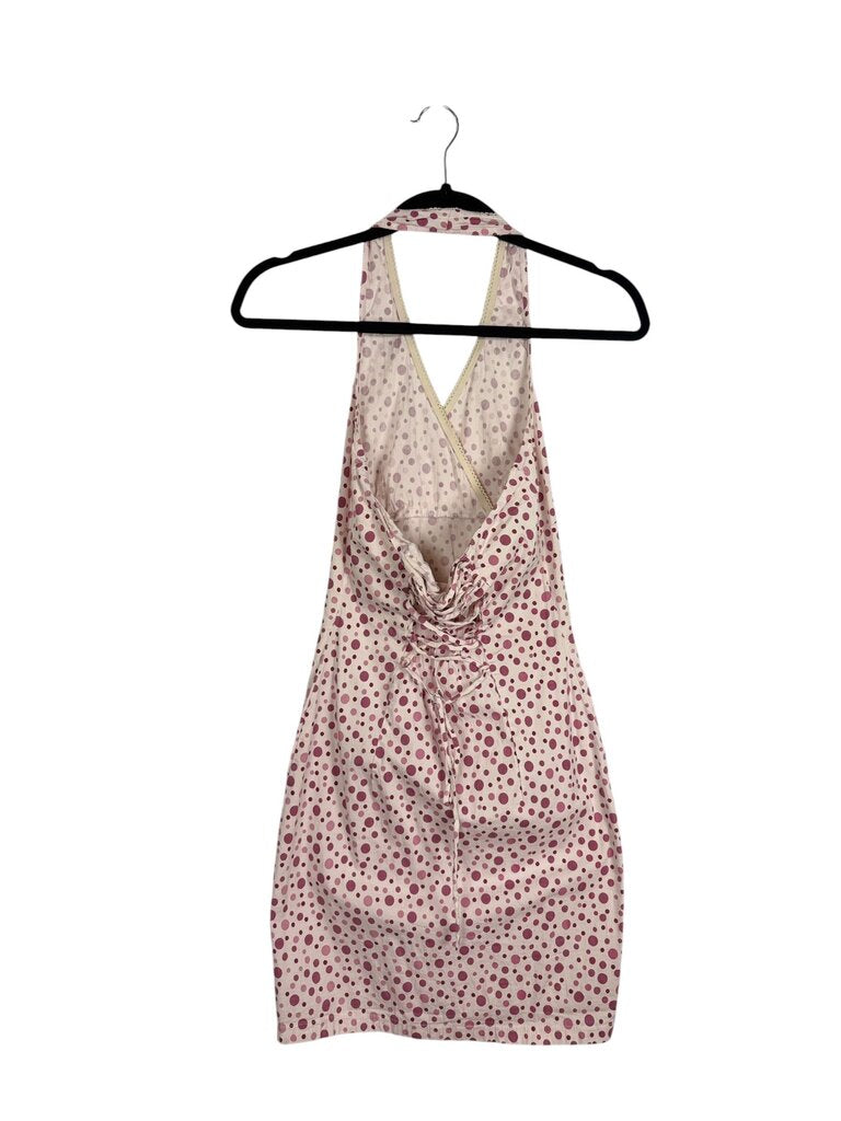 POLKA DOT LACE UP MINI DRESS