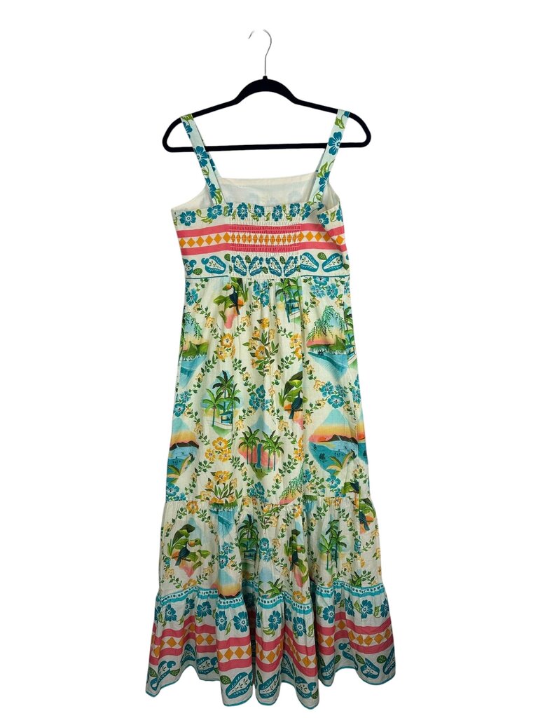 FARM FOR ANTHROPOLOGIE TROPICAL PRINT MAXI DRESS