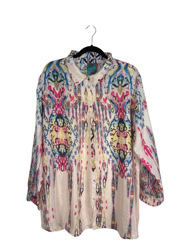 JOHNNY WAS SILK PATTERN BUTTON DOWN
