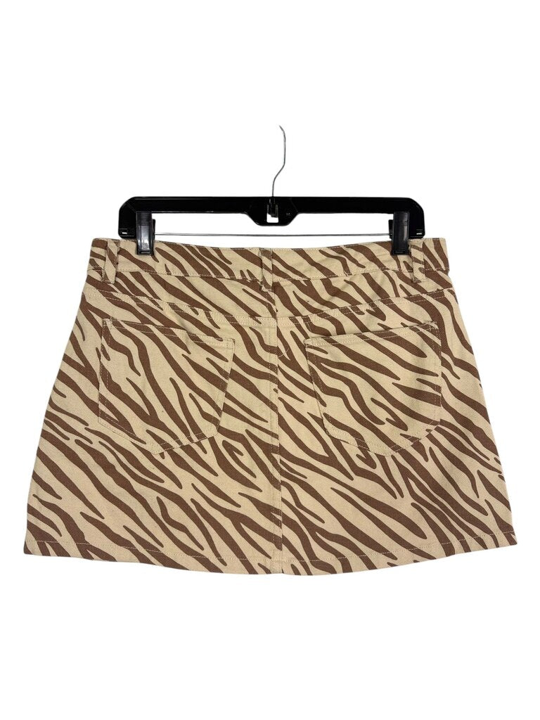 CALI 1850 ZEBRA PRINT DENIM MINI SKIRT