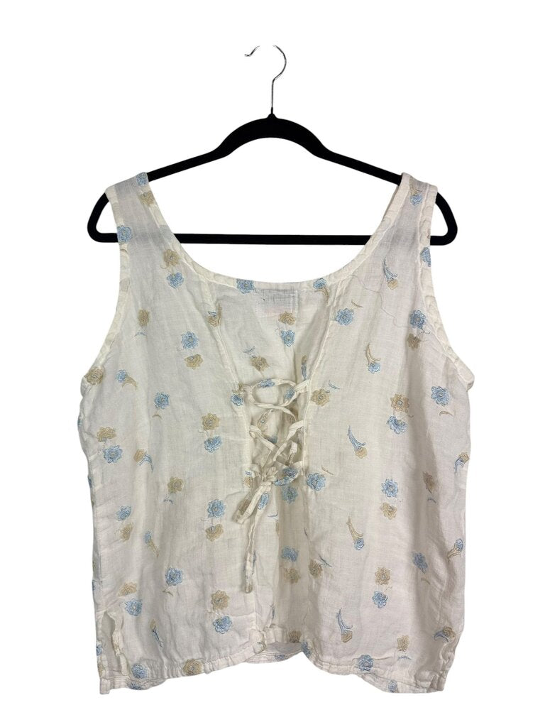 MARILOU FLORAL EMBROIDERED LINEN TANK