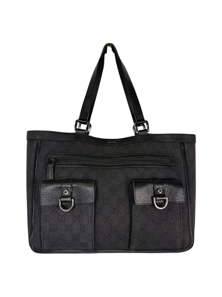 AUTHENTIC GUCCI ABBEY DENIM MONOGRAM TOTE
