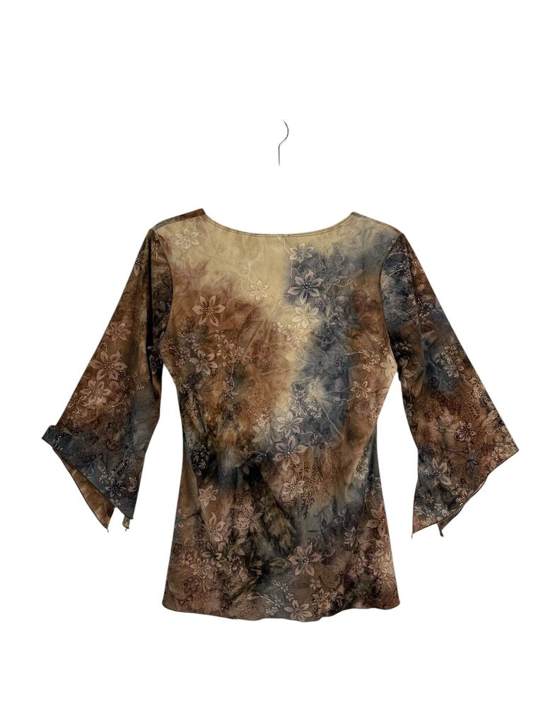 DRESSBARN TIE DYE FLORAL SHIRT