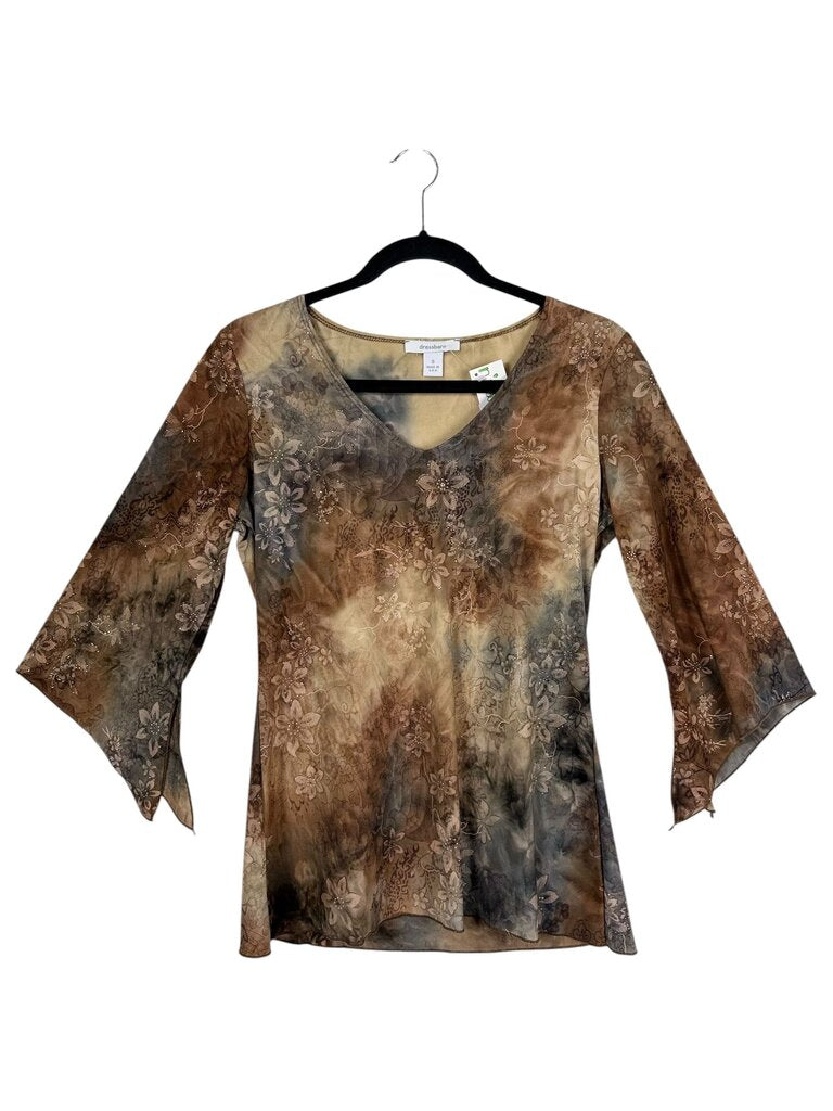 DRESSBARN TIE DYE FLORAL SHIRT