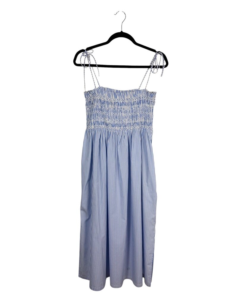 J. CREW STRIPED SMOCK MIDI DRESS