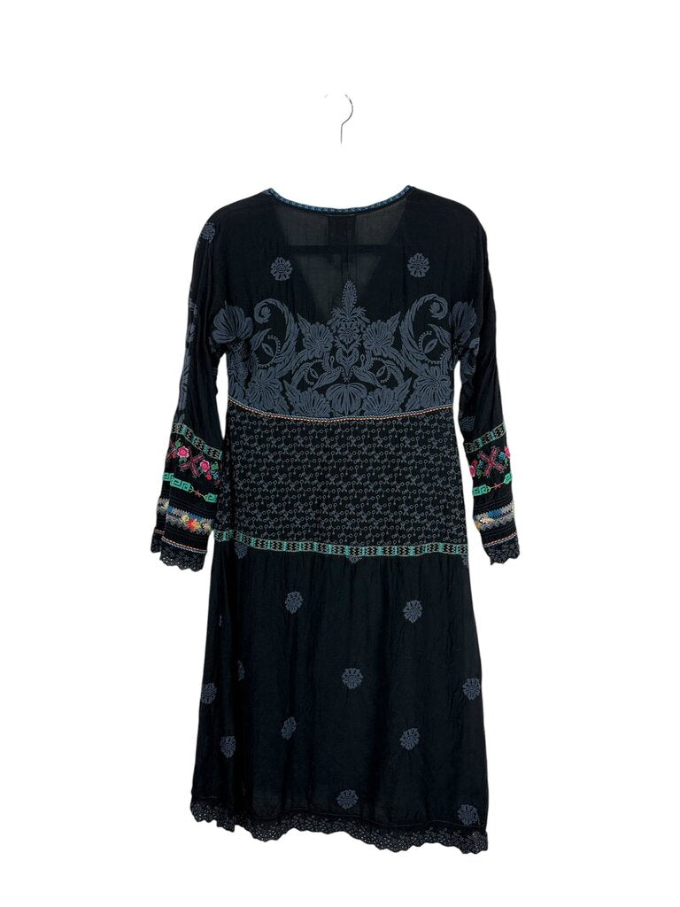 JOHNNY WAS EMBROIDERED MIDI DRESS