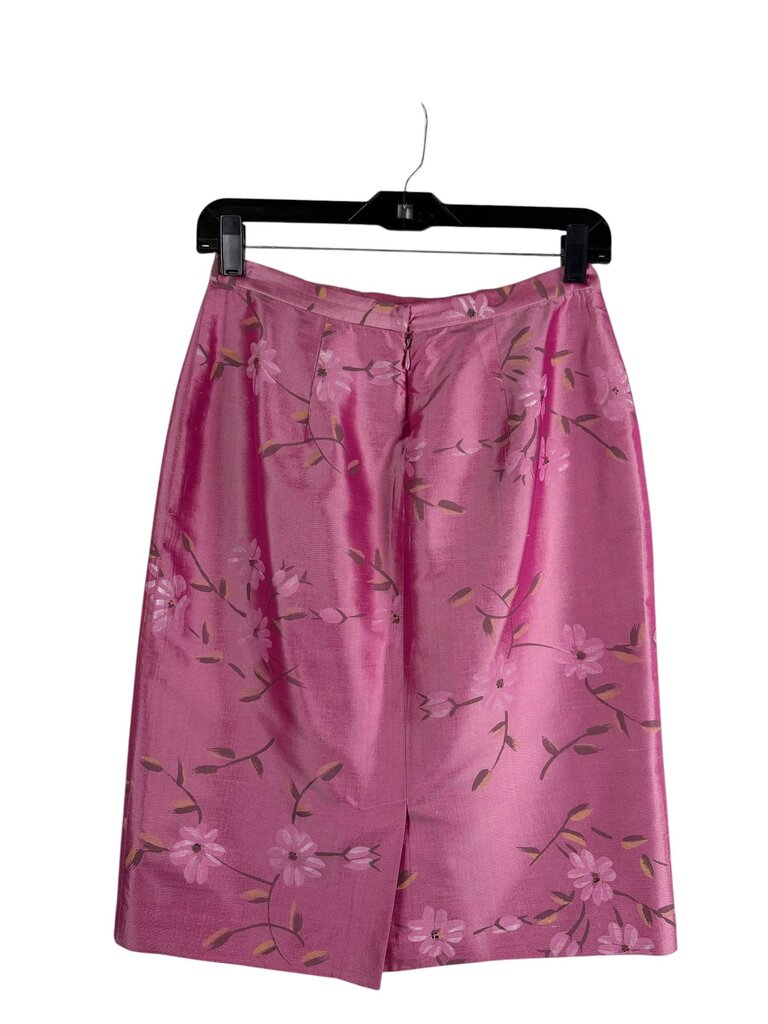 YL FLORAL SILK PENCIL SKIRT