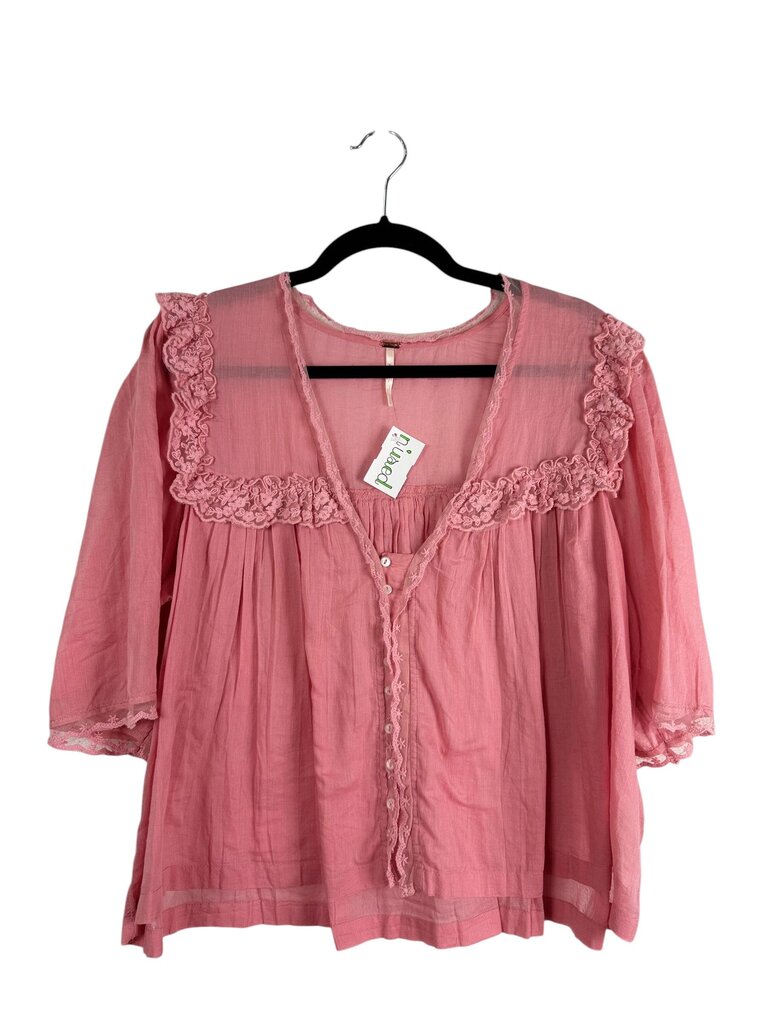 FREE PEOPLE BUTTON LACE BLOUSE