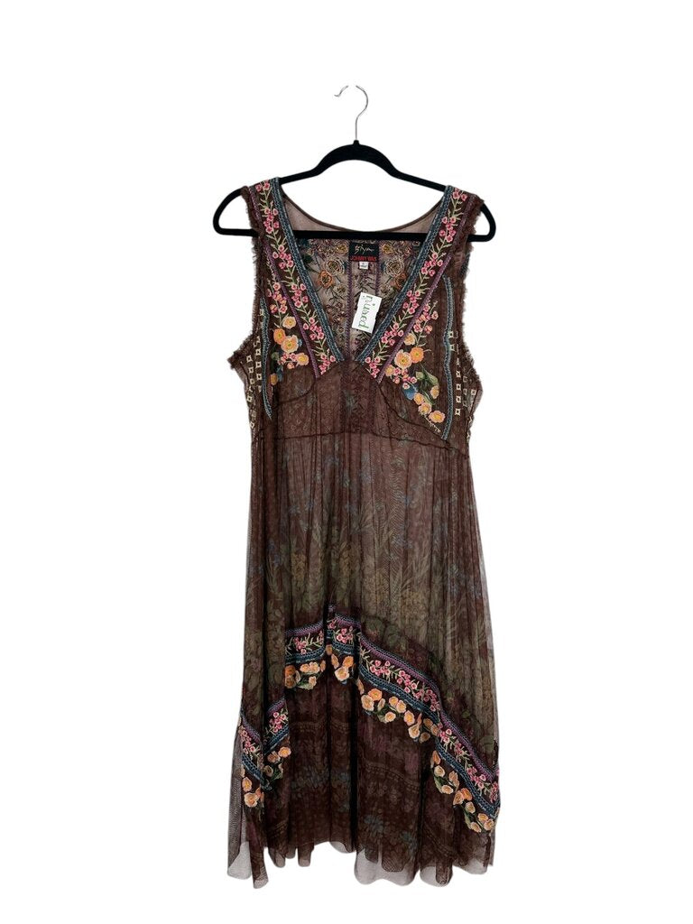 JOHNNY WAS EMBROIDERED LACE DRESS