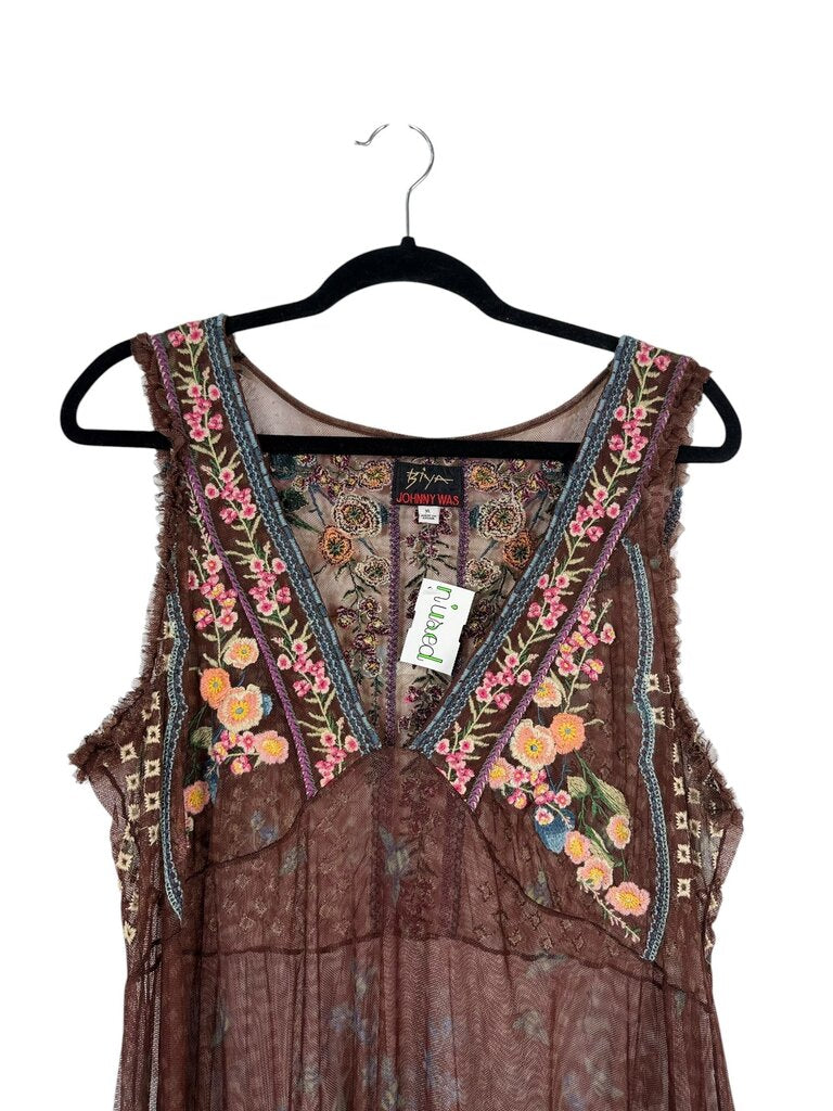 JOHNNY WAS EMBROIDERED LACE DRESS
