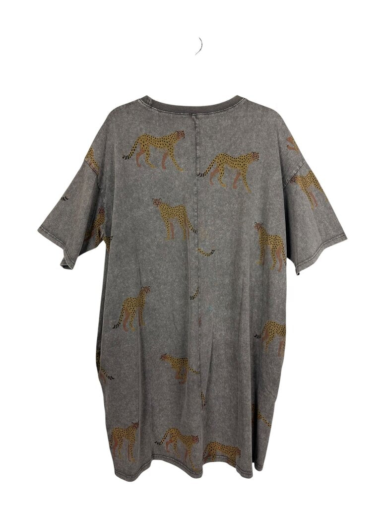 EASEL CHEETAH TEE SHIRT DRESS
