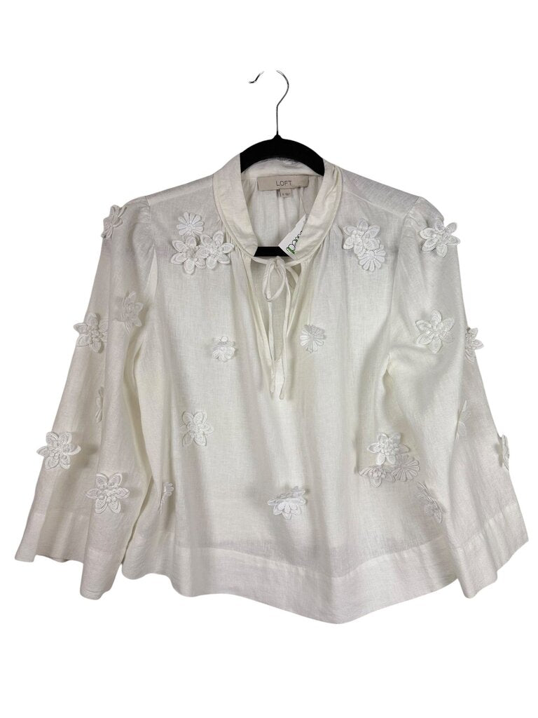 LOFT FLORAL APPLIQUE BLOUSE