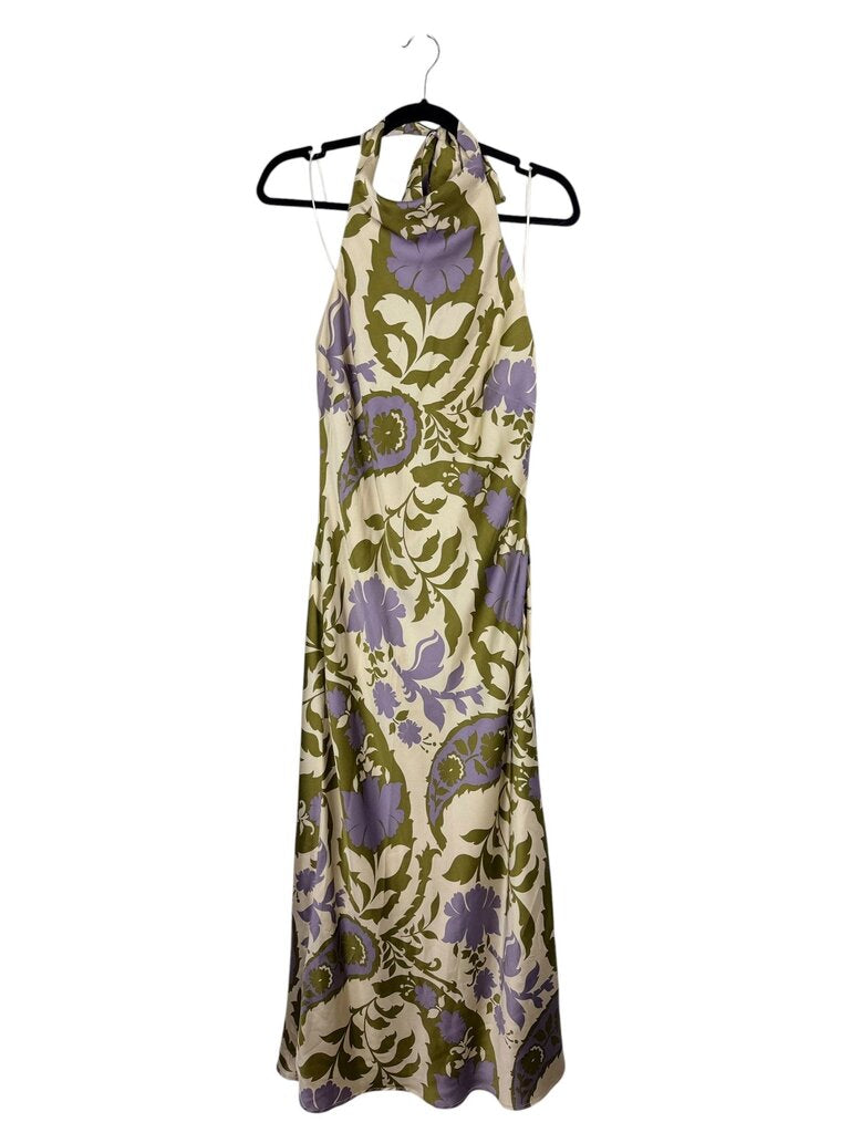 DRESS FORUN SATIN FLORAL MAXI DRESS