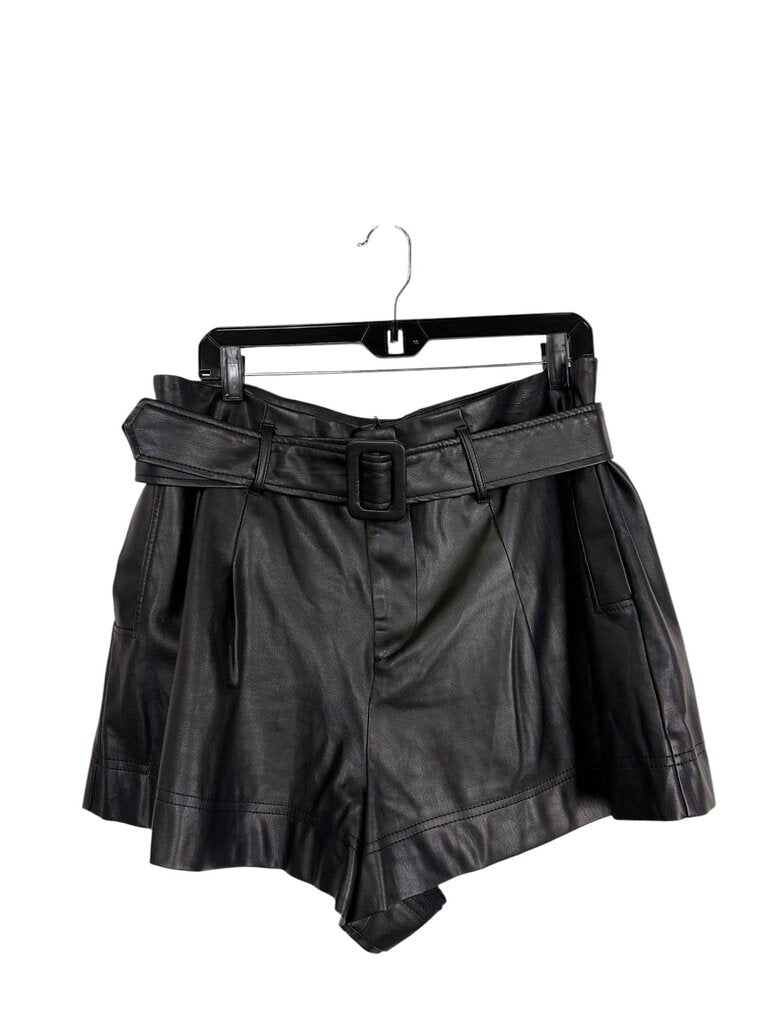 ZARA FAUX LEATHER BELTED SHORTS