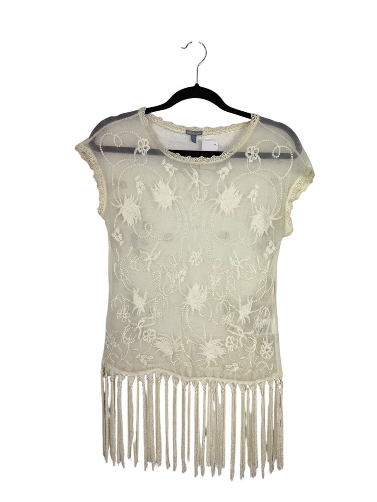 CHARLOTTE RUSSE EMBROIDERED FRINGE TOP