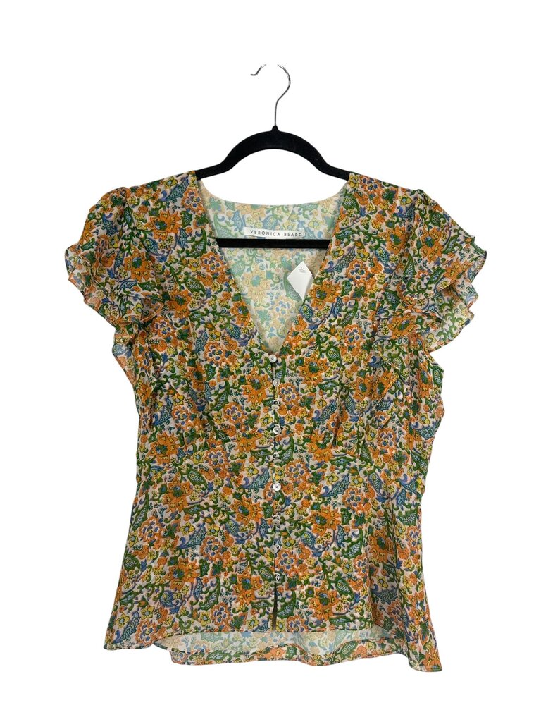 VERONICA BEARD FLORAL BUTTON BLOUSE