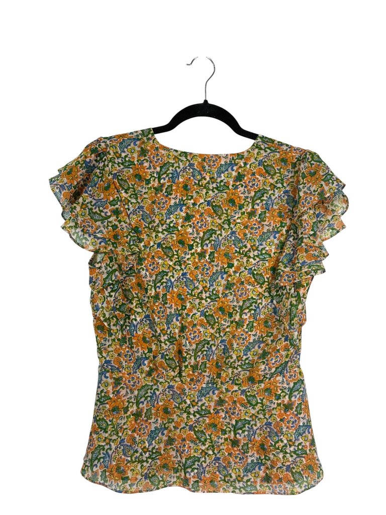 VERONICA BEARD FLORAL BUTTON BLOUSE