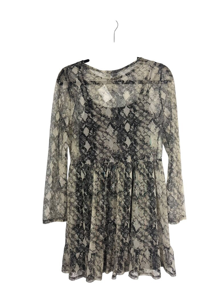 WAYF SNAKESKIN PRINTED MESH DRESS