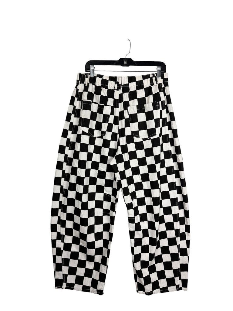 ODDI LOS ANGELES CHECK PRINT BARREL JEANS
