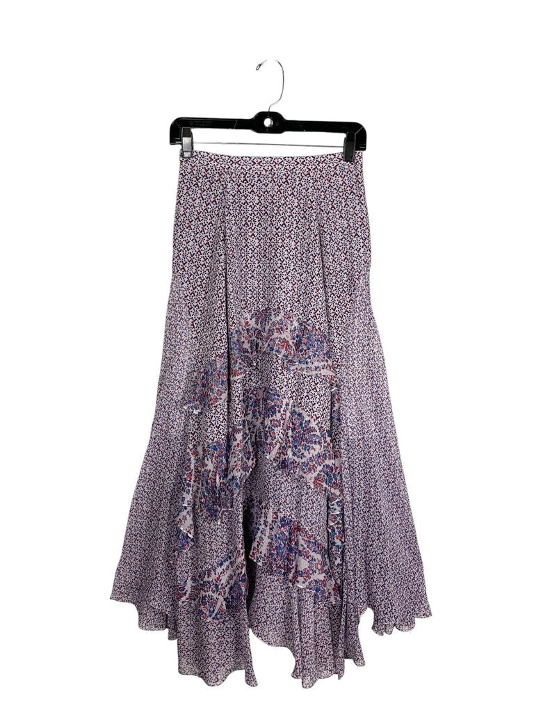 REBECCA TAYLOR PAISLEY RUFFLE MAXI SKIRT