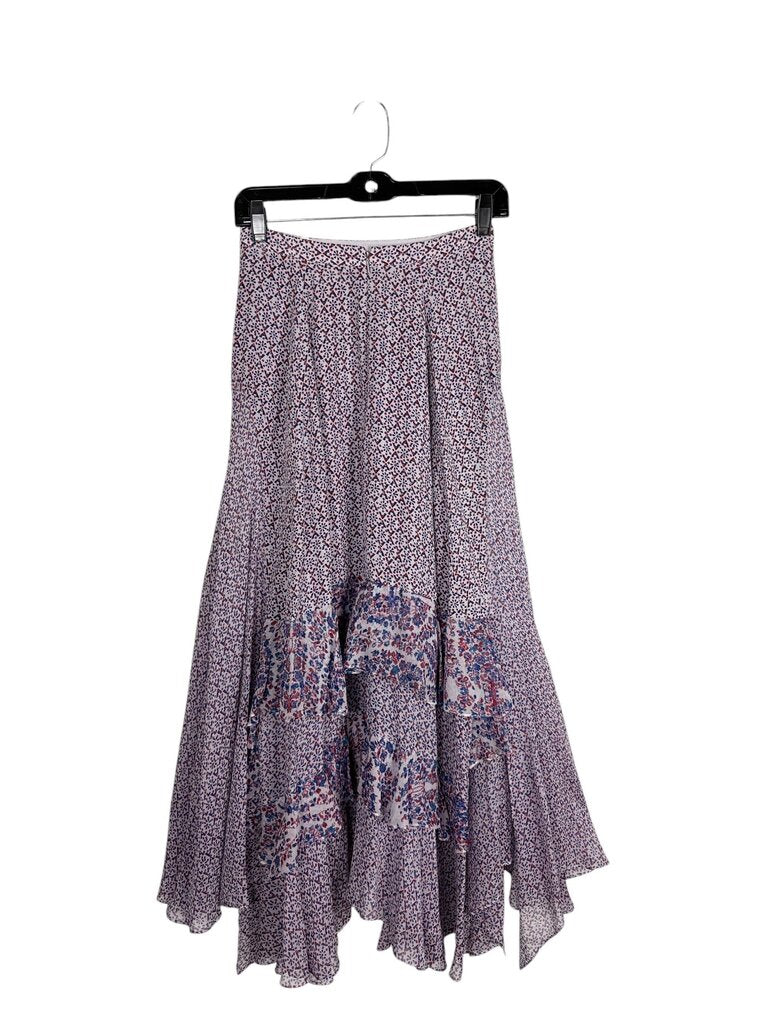 REBECCA TAYLOR PAISLEY RUFFLE MAXI SKIRT