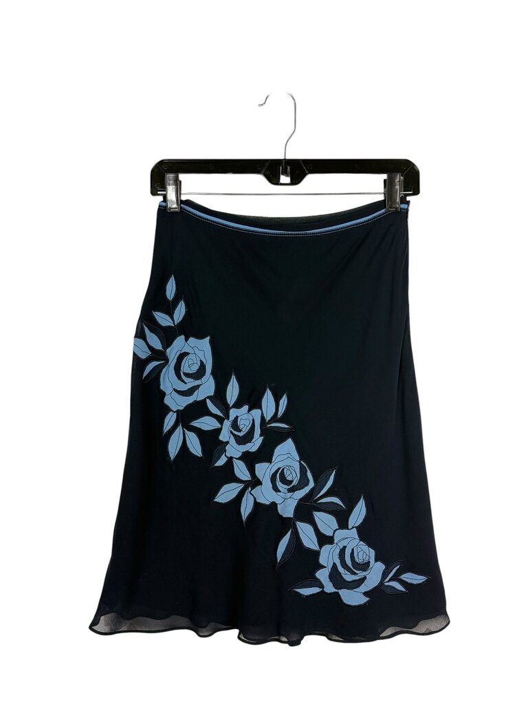 ANN TAYLOR ROSE PRINT SILK SKIRT
