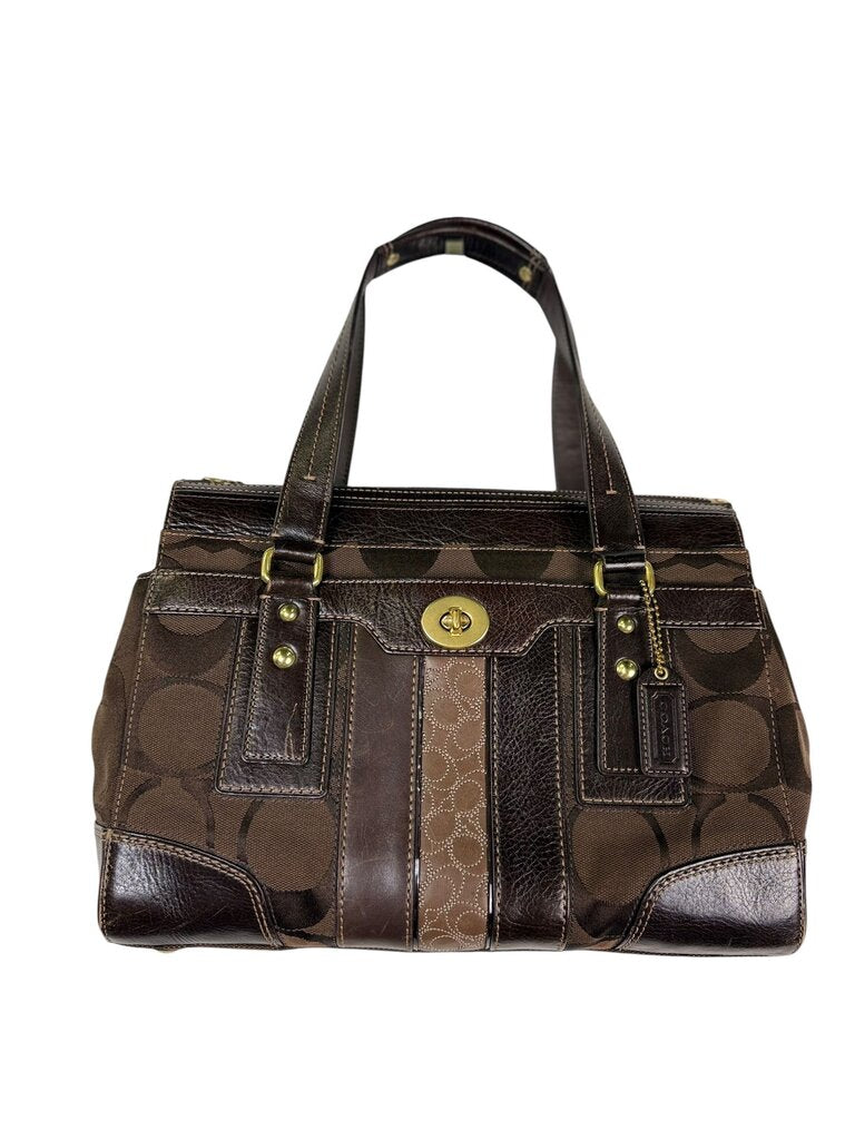 COACH LEATHER & CANVAS SHOULDER BAG