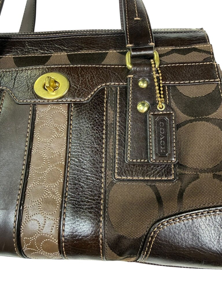 COACH LEATHER & CANVAS SHOULDER BAG