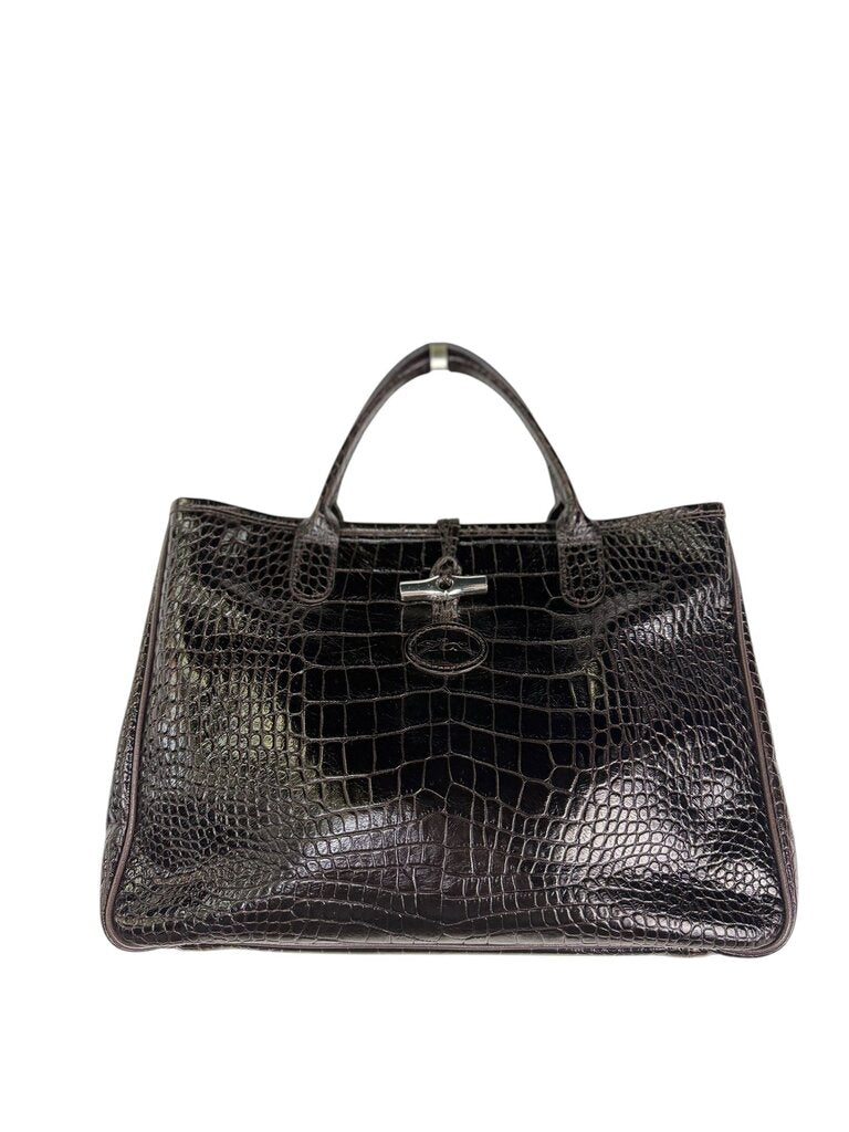 LONGCHAMP LE ROSEAU EMBOSSED CROC TOTE