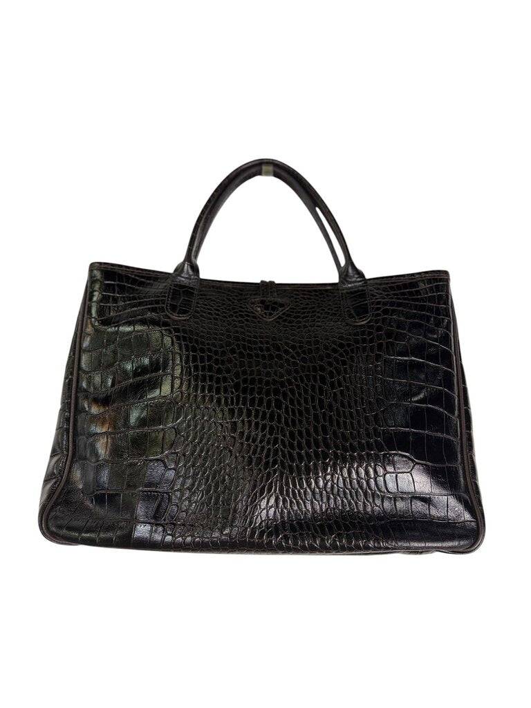 LONGCHAMP LE ROSEAU EMBOSSED CROC TOTE