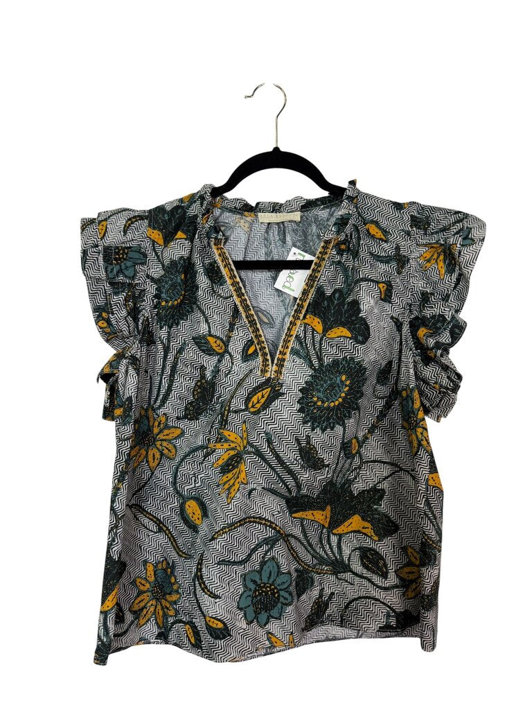 ULLA JOHNSON CHEVRON PRINTED BLOUSE