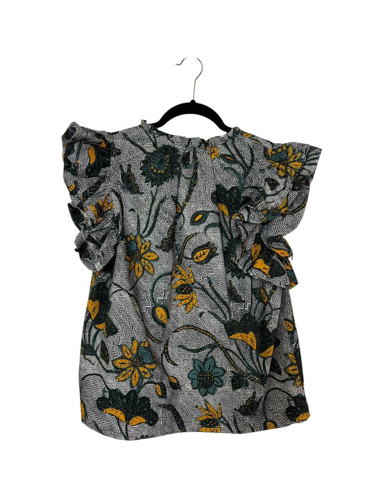 ULLA JOHNSON CHEVRON PRINTED BLOUSE