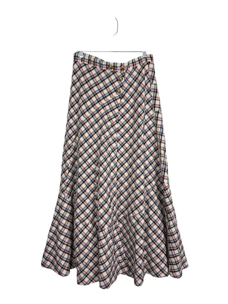 ANTHROPOLOGIE PLAID MIDI FLARE SKIRT
