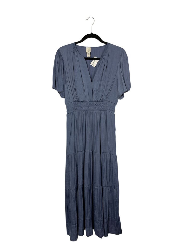 JOIE SATIN TIERED MIDI DRESS