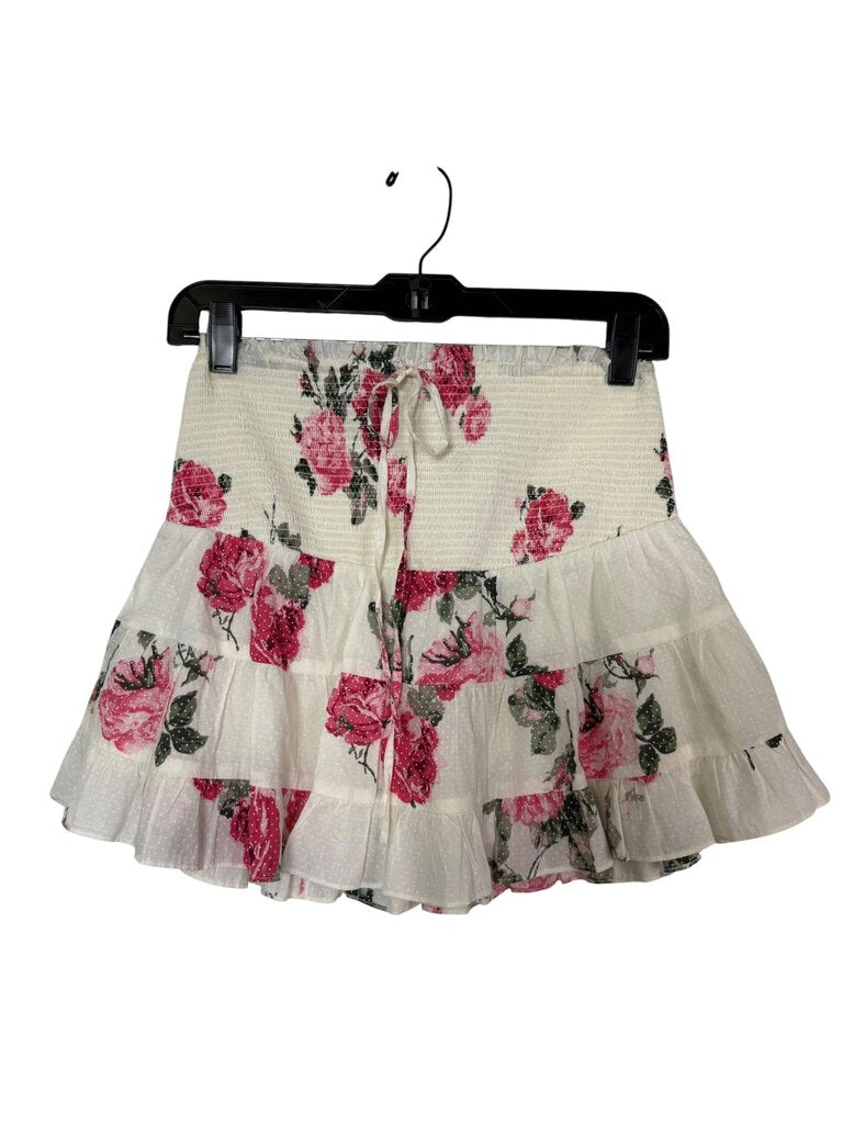 LOVESHACK FANCE ROSE PRINT POLKA DOT MINI SKIRT