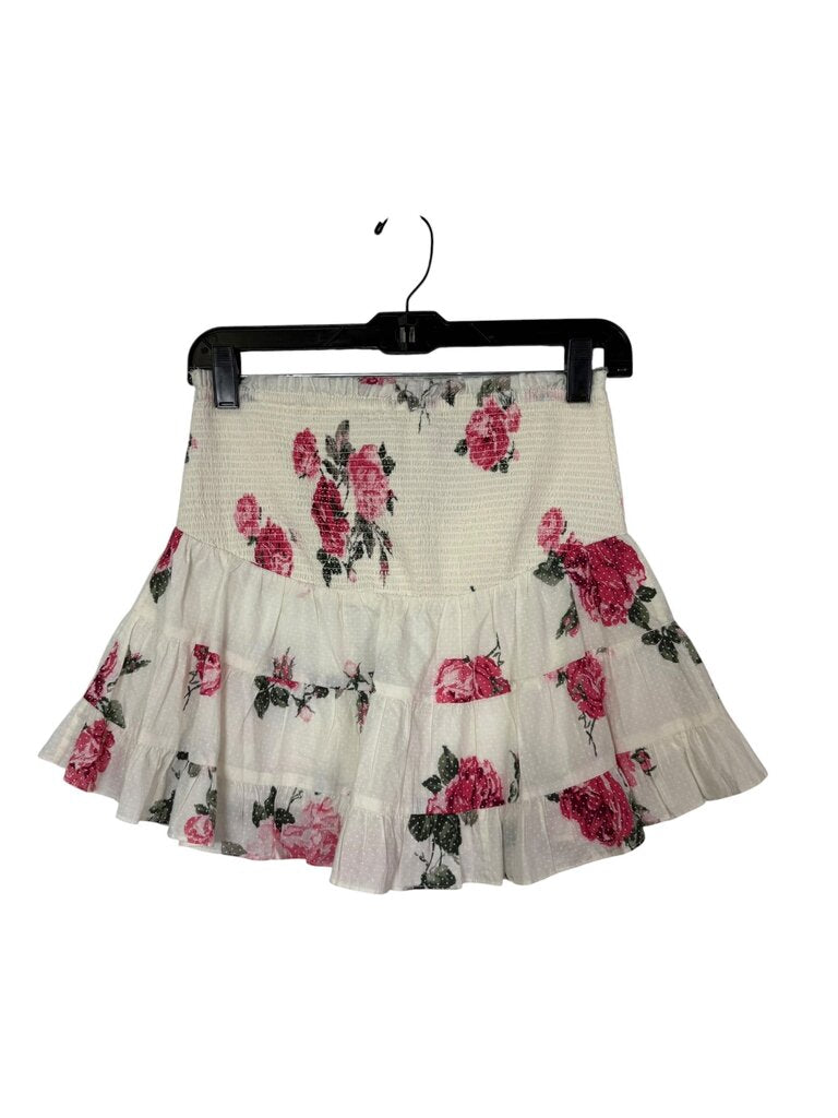 LOVESHACK FANCE ROSE PRINT POLKA DOT MINI SKIRT