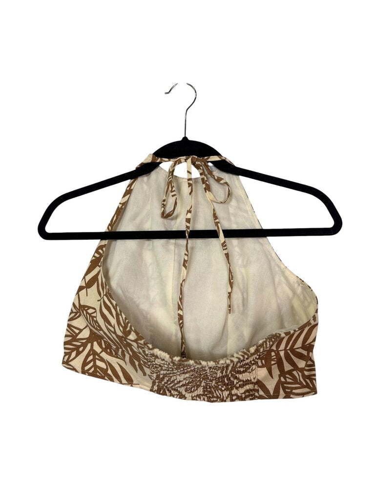 HOUSE OF HARLOW LEAF PRINT HALTER TOP