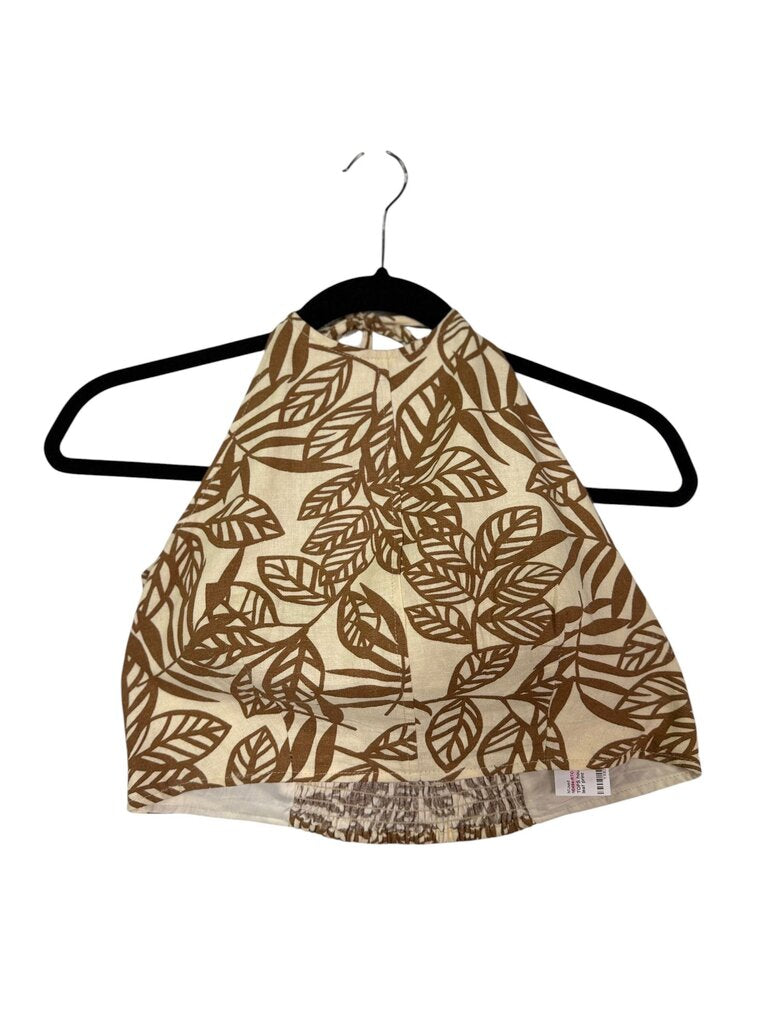 HOUSE OF HARLOW LEAF PRINT HALTER TOP
