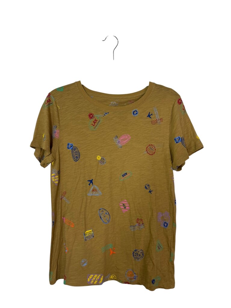 J.CREW TRAVEL STAMPS PRINTED TEE SHIRT