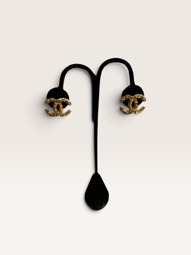 AUTHENTIC CHANEL 1993 LAVA GOLD CLIP ON EARRINGS