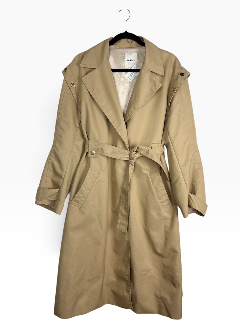 SANDRO DOUBLE BREASTED BELTED TRENCH COAT