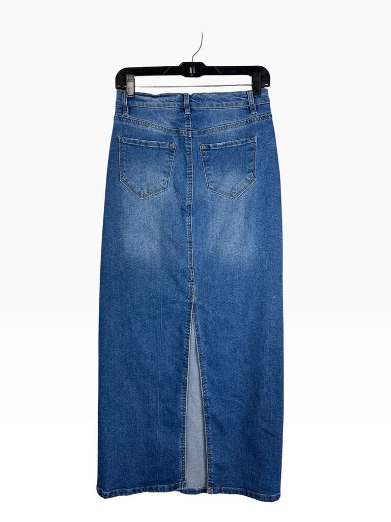 KENSIE HIGH RISE DENIM MAXI SKIRT