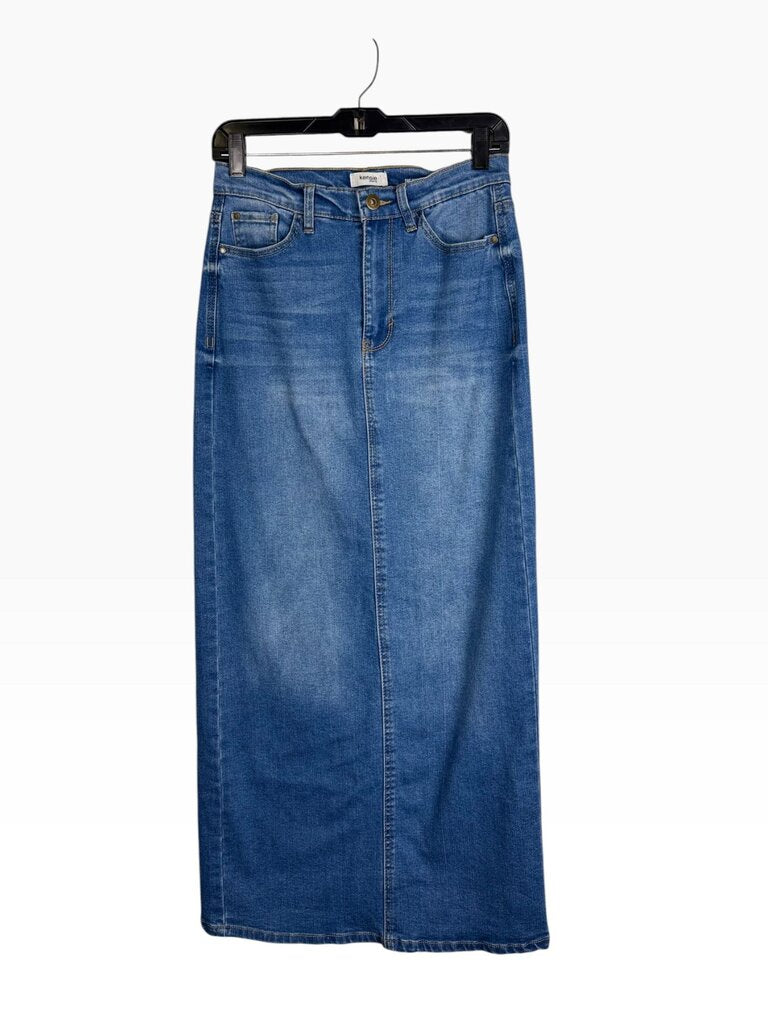 KENSIE HIGH RISE DENIM MAXI SKIRT