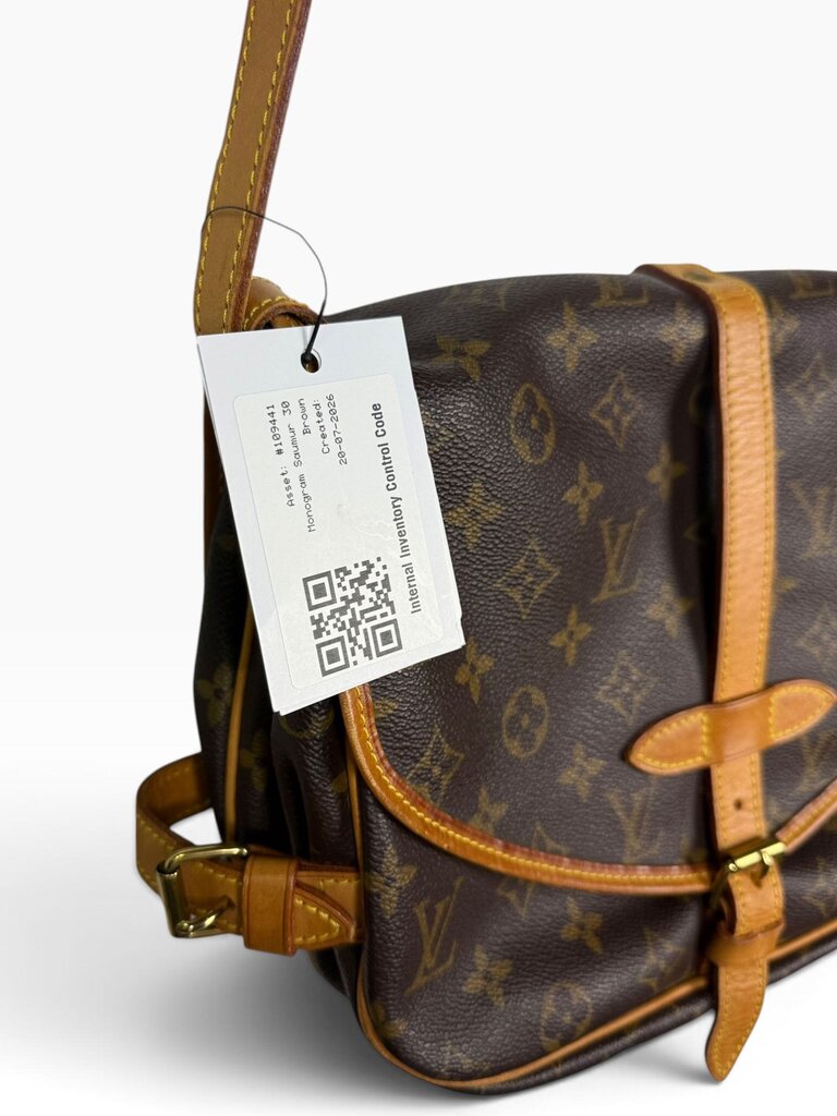 AUTHENTIC LOUIS VUITTON SAUMUR 30 MONOGRAM LEATHER BAG