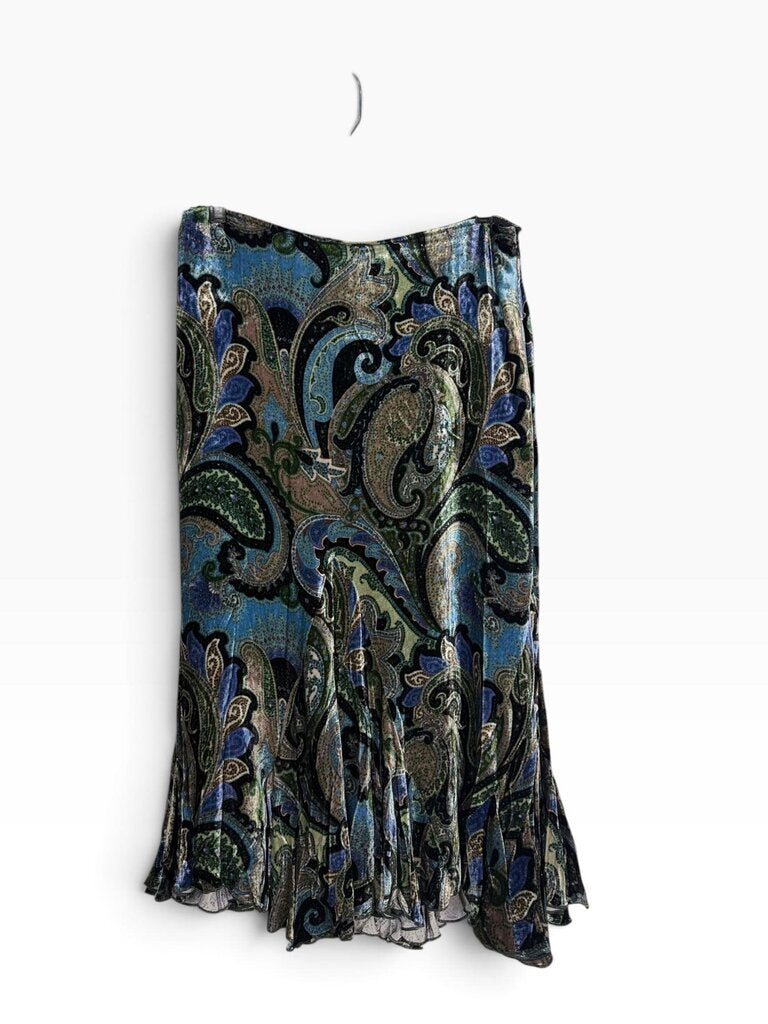 DANA BUCHMAN VELVET PAISLEY SKIRT