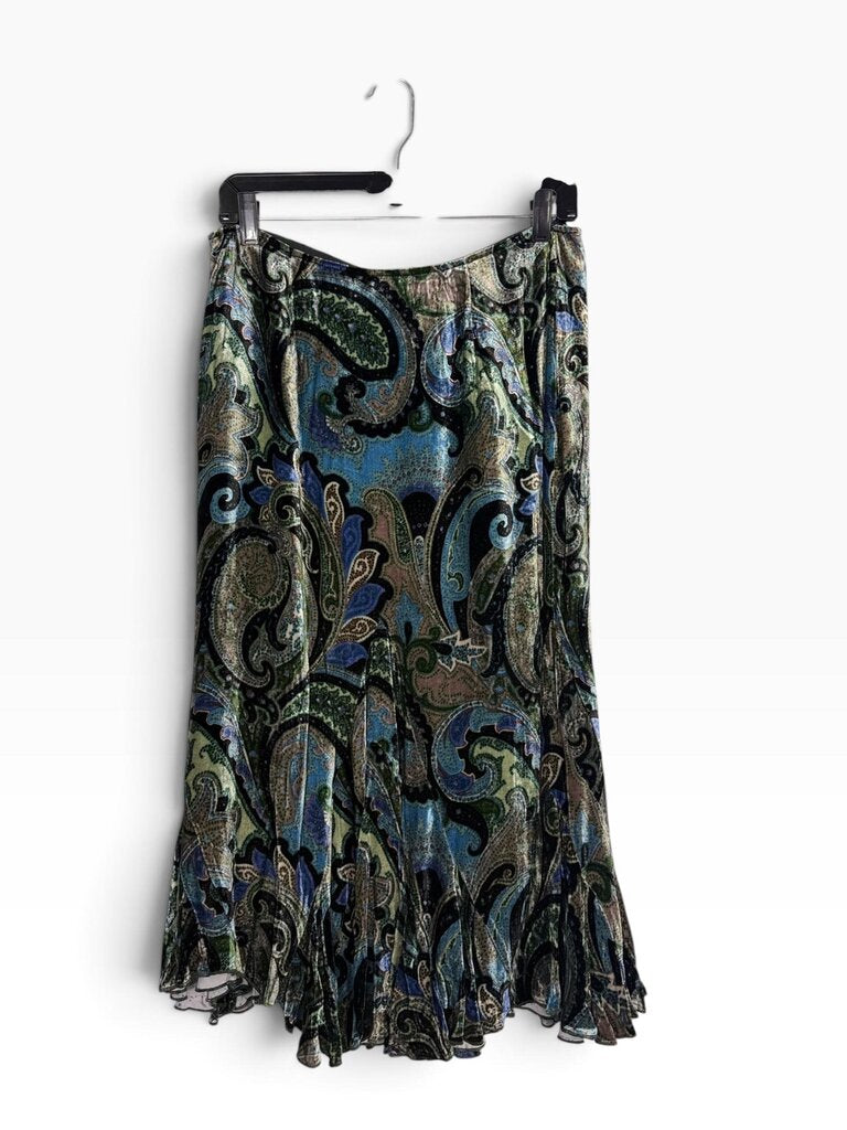 DANA BUCHMAN VELVET PAISLEY SKIRT